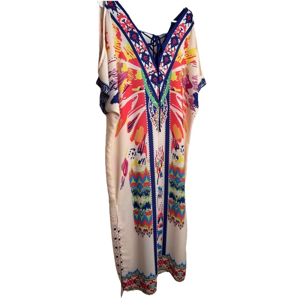 Flying Tomato Cold Shoulder Kaftan Beach Dress XS Boho